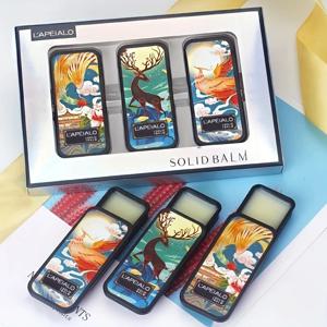 남성과 여성의 솔리드 향수 세트 중국 스타일 포켓 휴대용 향수 바디 크림 선물 상자 3 세트