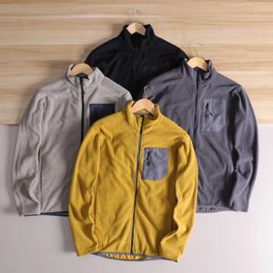 경량 통기성 속건 플리스 원단 재킷 스탠드 칼라 아웃도어 스포츠 남성용 2025년 봄 다용도 모던 스타일