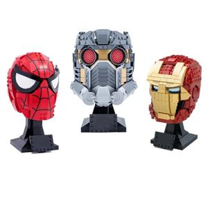 뜨거운 장난감 마블 어벤저 스 스타로드 스파이더 맨 마스크 아이언 맨 헬멧 Supereroes 빌딩 블록 벽돌 홈 인테리어 모델 아이 선물