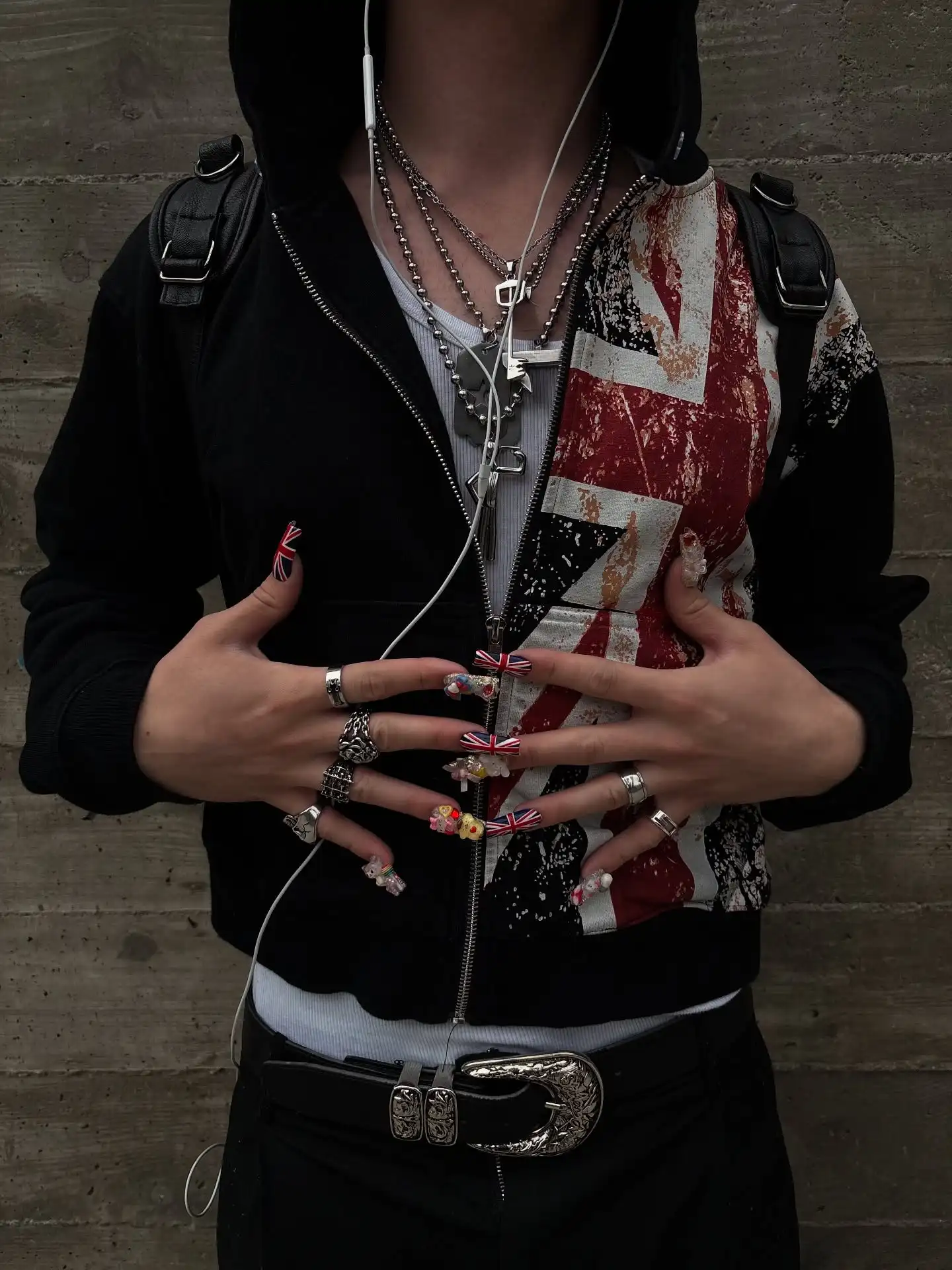 영국 국기 프린트 카디건 후드 패셔너블 솔리드 컬러 오버 사이즈 스웨트 Y2K 하라주쿠 힙합 고딕 캐주얼 의류