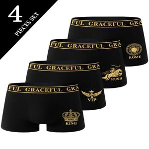 4 조각 남성 속옷 부드러운 통기성 편안한 남성 복서 팬티 하이 엔드 블랙 캐주얼 스포츠 고품질 남성 바지