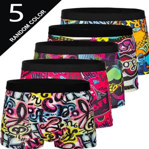 5pcs 무작위 유행 남성 속옷, 편안하고 부드럽고 세련된 인쇄, 캐주얼하고 다재다능한 남성용 사각 팬티