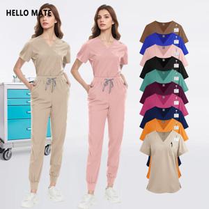 여러 가지 빛깔의 미용사 작업복 의료 스크럽 유니폼 수술 세트 애완 동물 클리닉 의사 간호사 스크럽 정장 임상 액세서리