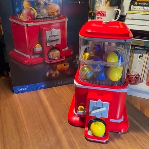 2025 새로운 창의 아이디어 자판기 세트 빌딩 블록 동전 작동식 놀이 게임 브릭 장난감 여자아이 남자아이 생일 선물 1343개