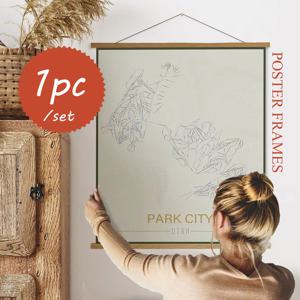 4가지 색상 티크 소나무 원목 자석 포스터 걸이 스크롤 그림 액자 21 31 41 51cm 블랙 화이트 나무 사진 액자 캔버스 액자