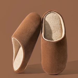 남성용 단색 슬리퍼 가을 겨울 얇은 벨벳 무소음 부드러운 밑창 미끄럼 방지 편안한 실내 바닥 홈 슈즈