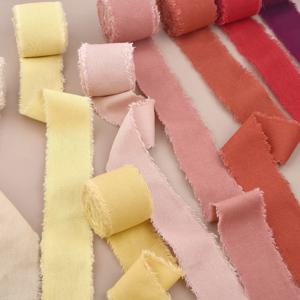 4CMx5M 결혼식 초대장 꽃다발 포장 크리스마스 발렌타인 데이 선물 장식을위한 손으로 찢어진 프린지 엣지 코튼 린넨 리본