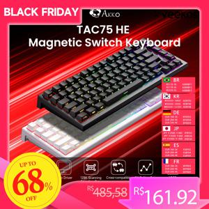 AKKO TAC75 HE 마그네틱 스위치 키보드 75% 게이밍 키보드 래피드 트리거 0.005mm 8K RGB 유선 e스포츠 커스텀 키보드 (게이머용)