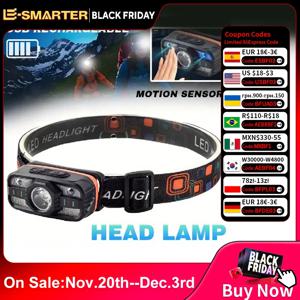 6 가지 조명 모드 USB 충전식 LED 전조등 휴대용 조명 내장 배터리 낚시 헤드 토치 야외 캠핑 랜턴