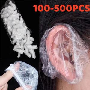 1-500Pcs 일회용 머리 염색 귀마개 방수 귀 커버 베이킹 오일 워시 샤워 목욕 이발사 미용 청소 액세서리