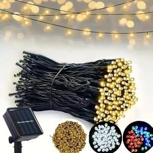 야외용 태양광 LED 스트링 라이트 방수 8가지 모드 크리스마스 트리 파티오 마당 파티 휴일 장식용