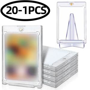 35PT 자석 홀더 트레이딩 카드 보호대 하드 플라스틱 슬리브 디스플레이 케이스 포켓몬 야구 스포츠 표준 카드