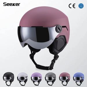 SEEKER 스노우 고글 통합 스키 헬멧 남성과 여성 싱글 더블 보드 방풍 따뜻한 충돌 스키 보호 안전 헬멧