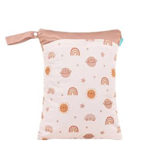 해피플루트 프린트 30*40CM 웻백 2포켓 손잡이 포함 재사용 가능 방수 만화 프린트 웻 드라이 기저귀 가방