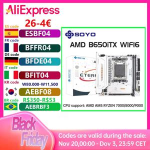 SOYO B650ITX AMD 미니 마더보드 AMD 라이젠 AM5 DDR5 지원 CPU 7000 8000 9000 프로세서 Pcie5.0x16 Pcie4.0x4 M.2 ARGB WIFI6