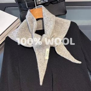 니트 스카프 여성용 100% 울 겨울 따뜻한 스카프 밝은 단색 디자인 두꺼운 숄 부드러운 삼각형 파시미나 목도리 2025 신상