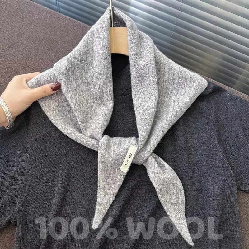 니트 스카프 여성용 100% 울 겨울 따뜻한 스카프 밝은 단색 디자인 두꺼운 숄 부드러운 삼각형 파시미나 목도리 2025 신상