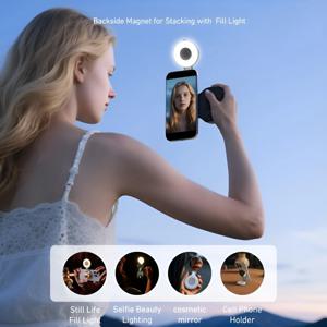 텔레신 펀 샷 마그네틱 폰 카메라 그립 + C03 마그네틱 셀카 라이트 번들 키트 (아이폰 & 안드로이드 호환)