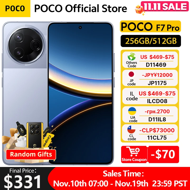 【브랜드+】글로벌 버전 포코 F7 프로 5G 스냅드래곤 8 3세대 50MP 메인 카메라 6.67인치 WQHD+ 플로우 AMOLED 도트디스플레이 90W 하이퍼차지