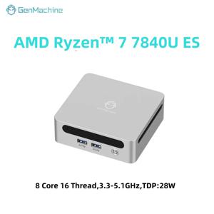 GenMachine 미니 PC USB4 2.5G LAN Ryzen 7 7840U ES 8코어 16스레드, 3.3-5.1GHz, TDP:28W 24G 6400Mhz WIFI6 미니 PC 게이밍 컴퓨터