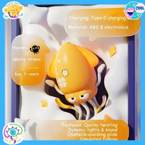 전기 춤추는 오징어 장난감, 기어다니며 춤추는 자동 장애물 회피 문어 센서 장난감 LED 조명 및 음악 브랜드 특허
