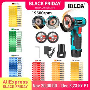 HILDA 12v 미니 앵글 그라인더 자동차 수리 브러시 모터 다이아몬드 절단 용 충전식 무선 전동 공구 연마 및 연삭