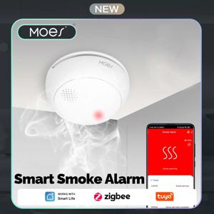 MOES ZigBee 연기 감지기, 85dB 소리가 나는 무선 화재 및 연기 경보기, 가정 주방 안전 보호를 위한 스마트 앱 경고 센서