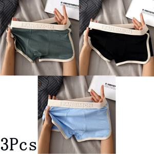 3 개/몫 남자의 섹시한 줄무늬 팬티 복서 반바지 속옷 남성 복서 옴므 U 볼록 반바지 란제리 속옷