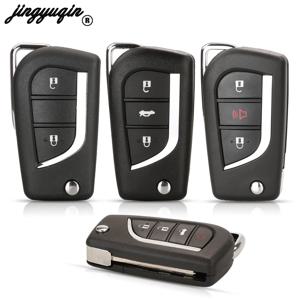 Jingyuqin 2/3 버튼 플립 원격 자동차 키 쉘 케이스 Toyota Corolla 2017 RAV4 2013 이전 Toy43 Toy48 VA2 블레이드 교체
