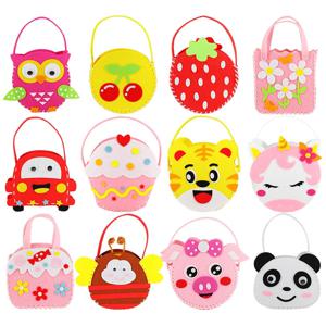 6Pcs 부직포 DIY 바느질 핸드백 어린이 공예 장난감 만화 동물 꽃 수제 봉제 가방 교육 장난감 어린이 선물