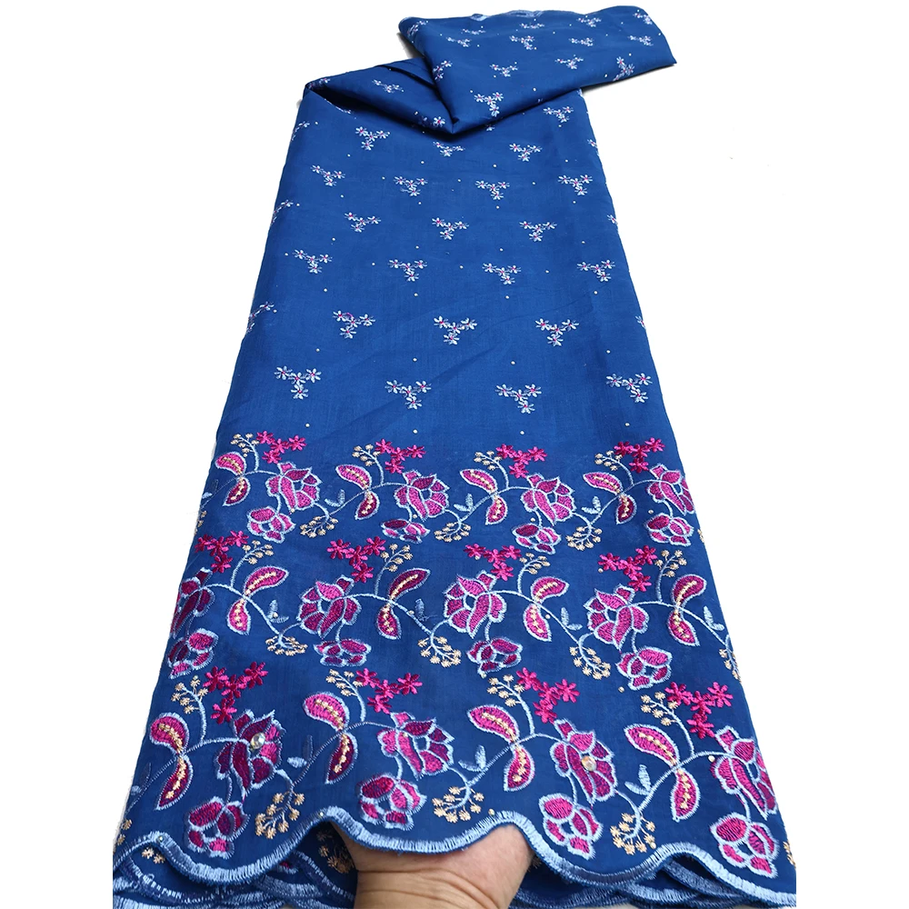 패션 나이지리아 코 튼 드라이 레이스 패브릭 2025 고품질 스위스 Voile 돌 자 수 레이스 패브릭 여성 파티 파티 드레스