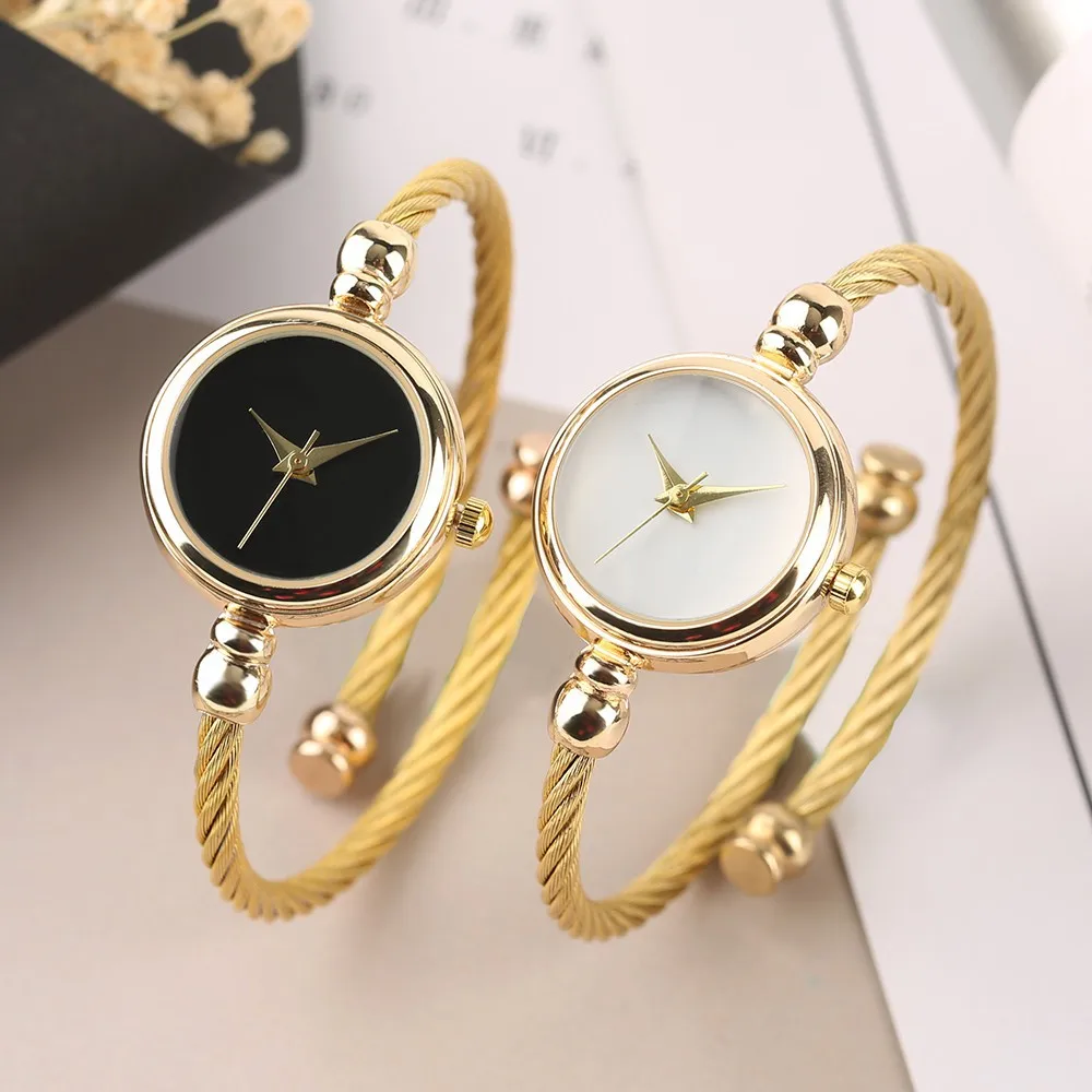 2PCS 패션 럭셔리 여성 시계 골드 파인 스트랩 숙녀 시계 팔찌 Montre Femme 여성 손목 시계 여성 시계 Relojes