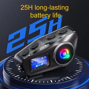 1/2pcs Q58-Max 오토바이 헬멧 인터콤 블루투스 헤드셋 LCD 디스플레이 인터폰 멀티 장면 혼합 음악 손전등으로 공유