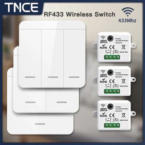 TNCE RF433 릴레이 수신기, 무선 조명 스위치 433Mhz 미니 원격 제어, 1/2/3Gang 벽 송신기 스위치, Led 램프 팬 스마트
