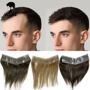 남성용 V 정면 가발 2.5x16 얇은 피부 PU V 루프 남성용 가발 통기성 V 스타일 앞 가발 금발 색상 이마 헤어 라인