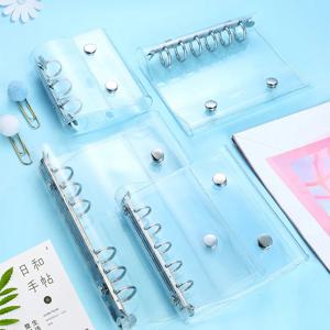 A6 A7 M5 A8 PVC 투명 더블 버튼 루스 리프 바인더 노트 커버 노트 북 저널 플래너 오피스 문구 용품