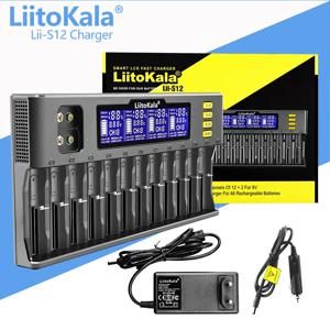 LiitoKala Lii-S12 12 슬롯 18650 배터리 충전기 20700 26650 21700 14500 10440 16340 1.2V 3.7V 배터리