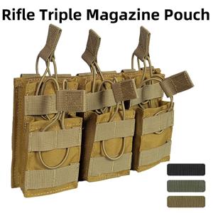 범용 삼중 탄창 파우치 - M4/M16, M14, AK, AR 플랫폼용 이중층 Molle 호환 탄약 홀더