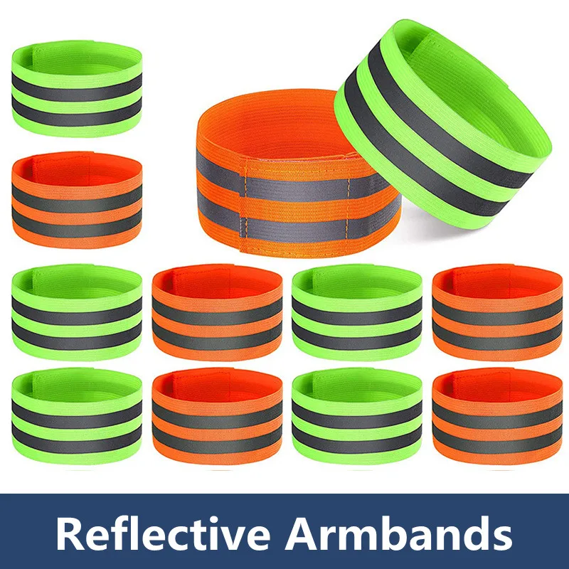 손목 팔목용 반사 암밴드, 발목 탄성 손목 밴드, 안전 손목 밴드, 야외 스포츠, 야간 달리기, 조깅 보안, 2 개
