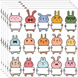75pcs 귀여운 동물 이름 스티커 귀여운 토끼 이름 태그 스티커 교실 물병 도시락 노트북 학교 용품