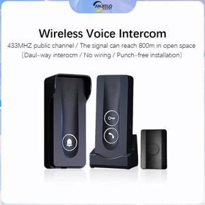 ANJIELO 무선 양방향 음성 인터콤 초인종 원 버튼 잠금 해제 초장기 대기 800m 장거리 신호