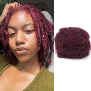 보라색 아프로 킨키 벌크 100% 인모 연장, 레게 더티 브레이드, 브라질 천연 크로셰 헤어 레게머리