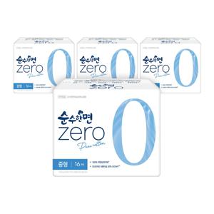 깨끗한나라 순수한면 제로 ZERO 생리대 중형 16개입 4팩