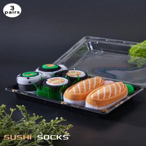 참신하고 재미있는 다채로운 스시 선물 상자 양말, 유럽 및 미국 패션 트렌디 스타일, 친구 및 연인 파티에 적합, 캐주얼 노벨티 선물 발렌타인, 미드 튜브 남녀공용, 3 쌍 사계절 귀엽고 재미있는 양말, 크리스마스 산타 클로스, 가을 및 겨울 스타일