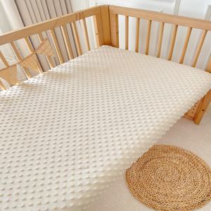 1PC 솔리드 컬러 점선 플란넬 어린이 침대 시트 어린이 침대 매트리스 신생아 요람 요람 시트 침구 용 어린이 침대 커버