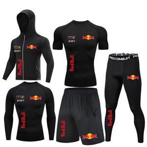2025 Red Bull Sportswear 피트니스 및 레저 5피스 세트, 타이트한 스포츠웨어, 러닝 스포츠웨어, 스포츠웨어, 스포츠 보호