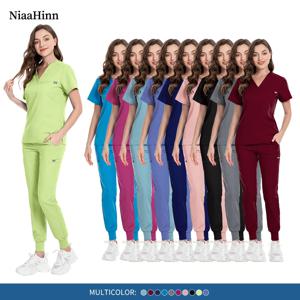 여러 가지 빛깔의 약사 작업복 미용사 실험실 작업복 치과 간호 유니폼 애완 동물 클리닉 수의학 스크럽 세트 도매