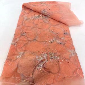 핫세일 고급 디자인 나이지리아 수제 자수 스팽글 네트 레이스 비즈 장식 최고급 파티 이브닝 드레스 2025