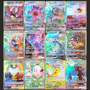 DIY 프록시 PTCG 영어 Charizard Gengar Giratina Rayquaza Greninja Mewtwo Pikachu Clefairy 취미 컬렉션 호일 카드 장난감
