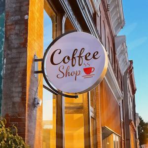 맞춤형 360도 회전 라이트 박스 아크릴 LED 매장 전면용 양면 원형 박스 야외 방수 걸이 광고 간판